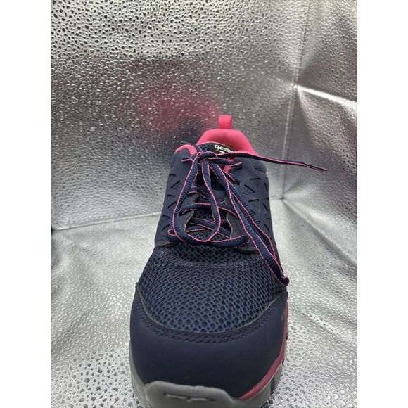Reebok Sublite Alloy Toe Work Shoes Men's 11 Women's 12 Navy With Pink Trim - Picture 5 of 16
